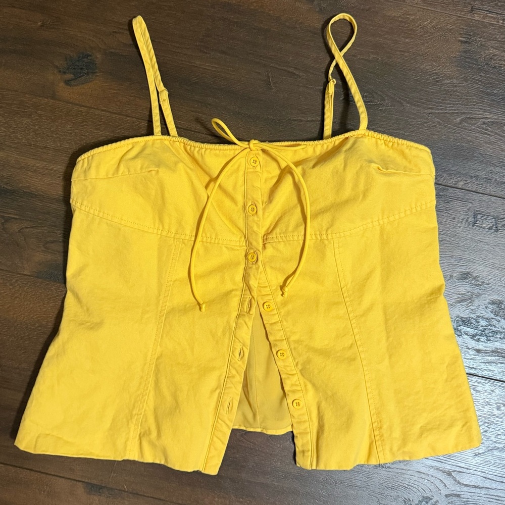 Missguided Corset Style Yellow Button-Down Camisole
